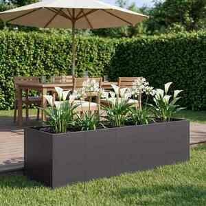 Imagine vidaXL Vază pentru Grădină Negru 200 x 80 x 60 cm Oțel laminat la rece