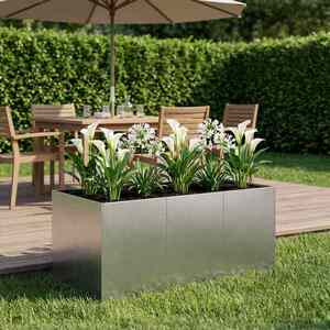 Imagine vidaXL Vază pentru Grădină Argintiu 120 x 80 x 60 cm Oţel inoxidabil