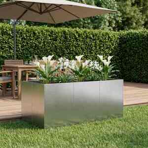 Imagine vidaXL Vază pentru Grădină Argintiu 120 x 80 x 60 cm Oțel Galvanizat