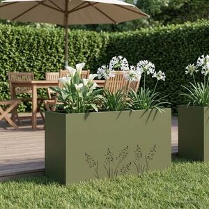 Imagine vidaXL Vază pentru Grădină Verde măsliniu 100 x 30 x 49 cm