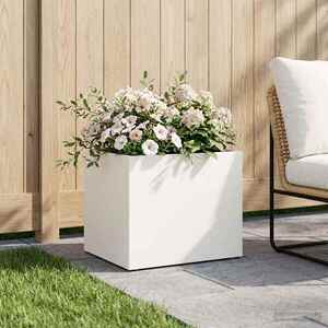 Imagine vidaXL Vază pentru Grădină Alb 40 x 30 x 30 cm Oțel laminat la rece