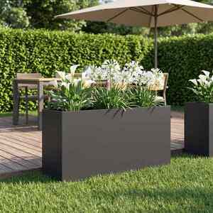 Imagine vidaXL Vază pentru Grădină Negru 100 x 30 x 50 cm Oțel laminat la rece