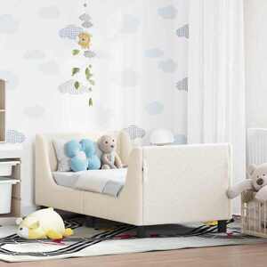 Imagine vidaXL Cadru de pat pentru copii cu spătar Crem 70 x 140 cm Bouclé