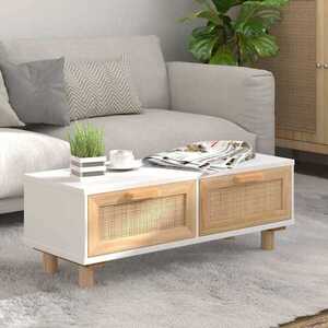 Imagine vidaXL Măsuță de cafea alb 80x40x30cm lemn prelucrat&lemn masiv pin