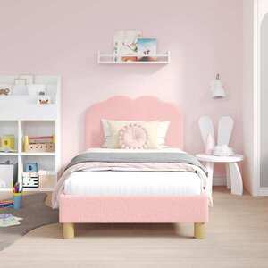 Imagine vidaXL Cadru de pat pentru copii cu spătar Roz 80 x 160 cm Bouclé