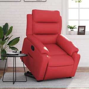 Imagine vidaXL Fotoliu rabatabil cu ridicare, roșu, piele ecologică