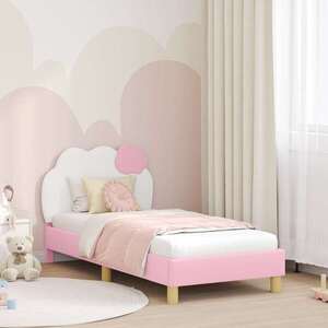 Imagine vidaXL Cadru de pat pentru copii cu spătar Roz 80 x 160 cm PU