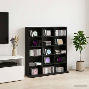 Imagine vidaXL Dulap pentru CD-uri Stejar Negru 96 x 23, 5 x 97, 5 cm