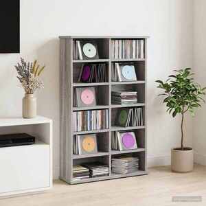 Imagine vidaXL Dulap pentru CD-uri Sonoma gri 60 x 17 x 92 cm Lemn prelucrat