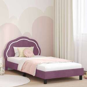 Imagine vidaXL Cadru de pat pentru copii cu spătar Violet 90 x 190 cm Catifea