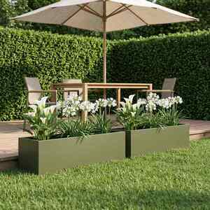Imagine vidaXL Vază pentru Grădină 2 buc. Verde măsliniu 100 x 20 x 20 cm