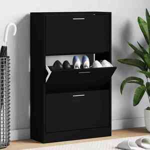 Imagine vidaXL Pantofar, negru, 63x24x103 cm, lemn compozit