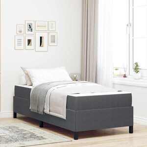 Imagine vidaXL Cadru de pat cu saltea Gri închis 90 x 190 cm țesătură