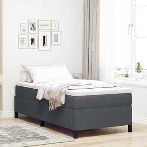 Imagine vidaXL Pat cu arcuri Gri închis 90 x 190 cm Țesătură din corduroy