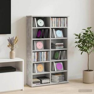 Imagine vidaXL Dulap pentru CD-uri Gri Beton 60 x 17 x 92 cm Lemn prelucrat