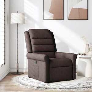 Imagine vidaXL Fotoliu rabatabil, maro închis, material textil