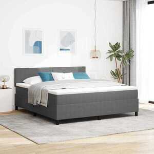 Imagine vidaXL Pat cu arcuri cu headboard Gri deschis și alb. 180 x 200 cm