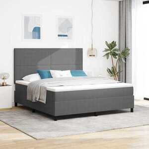 Imagine vidaXL Pat cu arcuri cu headboard Gri deschis și alb. 180 x 200 cm