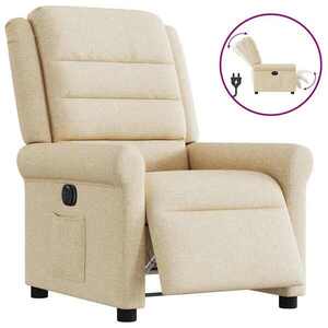 Imagine vidaXL Fotoliu rabatabil electric, crem, material textil