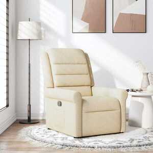 Imagine vidaXL Fotoliu rabatabil, crem, material textil