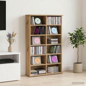 Imagine vidaXL Dulap pentru CD-uri Stejar Artizanal 60 x 17 x 92 cm