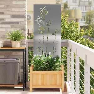 Imagine vidaXL Ecran de intimitate pentru grădină Floral Argintiu 50 x 140 cm