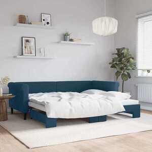 Imagine vidaXL Pat de zi cu extensie, albastru, 90x200 cm, catifea