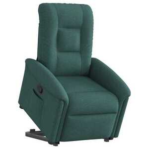 Imagine vidaXL Fotoliu rabatabil ridicare pe verticală, verde închis, textil