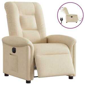 Imagine vidaXL Fotoliu rabatabil electric, crem, material textil