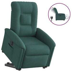 Imagine vidaXL Fotoliu electric rabatabil cu ridicare, verde închis, textil