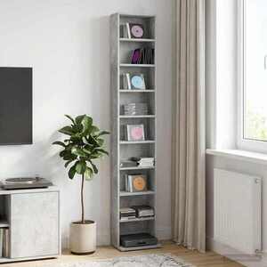 Imagine vidaXL Dulap pentru CD-uri Gri Beton 33 x 23, 5 x 175 cm Lemn prelucrat