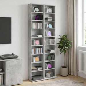 Imagine vidaXL Dulap pentru CD-uri 2 buc. Gri Beton 33 x 23, 5 x 175 cm