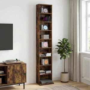 Imagine vidaXL Dulap pentru CD-uri Stejar fumuriu 33 x 23, 5 x 175 cm