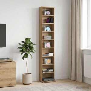 Imagine vidaXL Dulap pentru CD-uri Stejar Artizanal 33 x 23, 5 x 175 cm