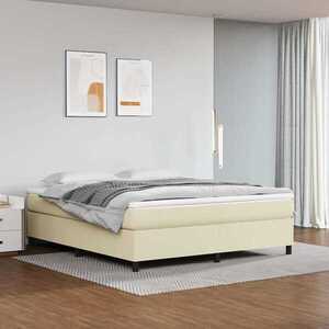 Imagine vidaXL Pat box spring cu saltea, crem, 160x200 cm, piele ecologică