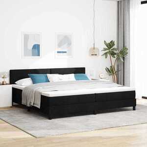 Imagine vidaXL Pat cu arcuri cu headboard Manual Negru 200 x 200 cm țesătură