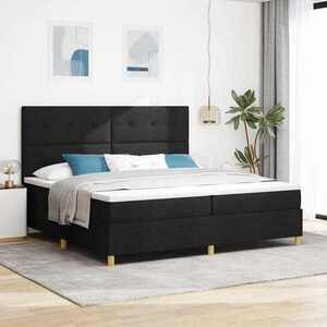 Imagine vidaXL Pat cu arcuri cu saltea Negru 200 x 200 cm țesătură