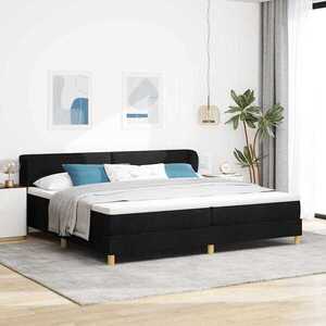 Imagine vidaXL Pat cu arcuri cu headboard Negru 200 x 200 cm țesătură