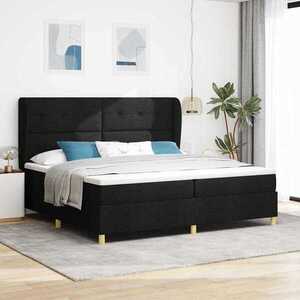 Imagine vidaXL Pat cu arcuri cu headboard Manual Negru 200 x 200 cm țesătură