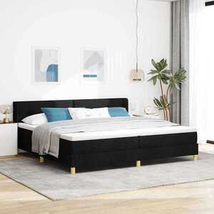 Imagine vidaXL Pat cu arcuri cu headboard Manual Negru 200 x 200 cm țesătură