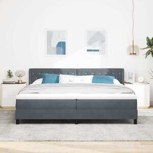 Imagine vidaXL Pat cu arcuri cu headboard Gri închis 200 x 200 cm Catifea