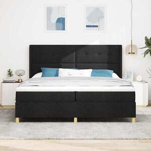 Imagine vidaXL Pat cu arcuri cu headboard Negru 200 x 200 cm țesătură