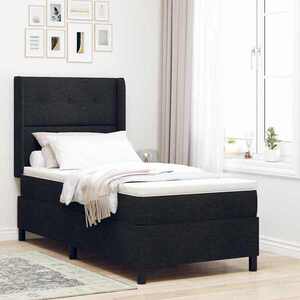 Imagine vidaXL Pat cu arc LED cu headboard Negru 100 x 200 cm țesătură