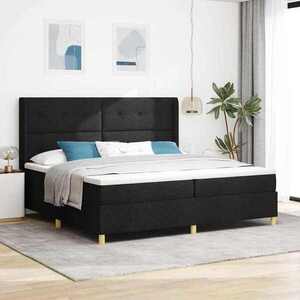 Imagine vidaXL Pat cu arcuri cu benzi LED Negru 200 x 200 cm țesătură