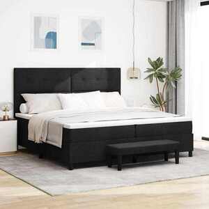 Imagine vidaXL Pat cu arcuri cu headboard Negru 200 x 200 cm țesătură