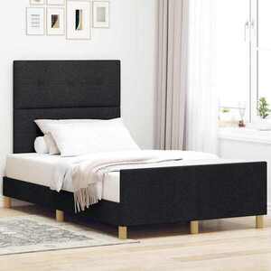 Imagine vidaXL Cadru de pat cu headboard Negru 120 x 200 cm țesătură