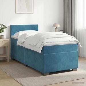Imagine vidaXL Pat boxspring cu saltea Albastru închis 90 x 190 cm Catifea