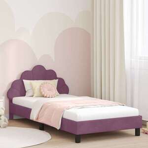 Imagine vidaXL Cadru de pat pentru copii cu spătar Violet 90 x 190 cm Catifea