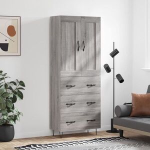 Imagine vidaXL Dulap înalt, gri sonoma, 69, 5x34x180 cm, lemn compozit