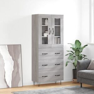 Imagine vidaXL Dulap înalt, gri sonoma, 69, 5x34x180 cm, lemn compozit